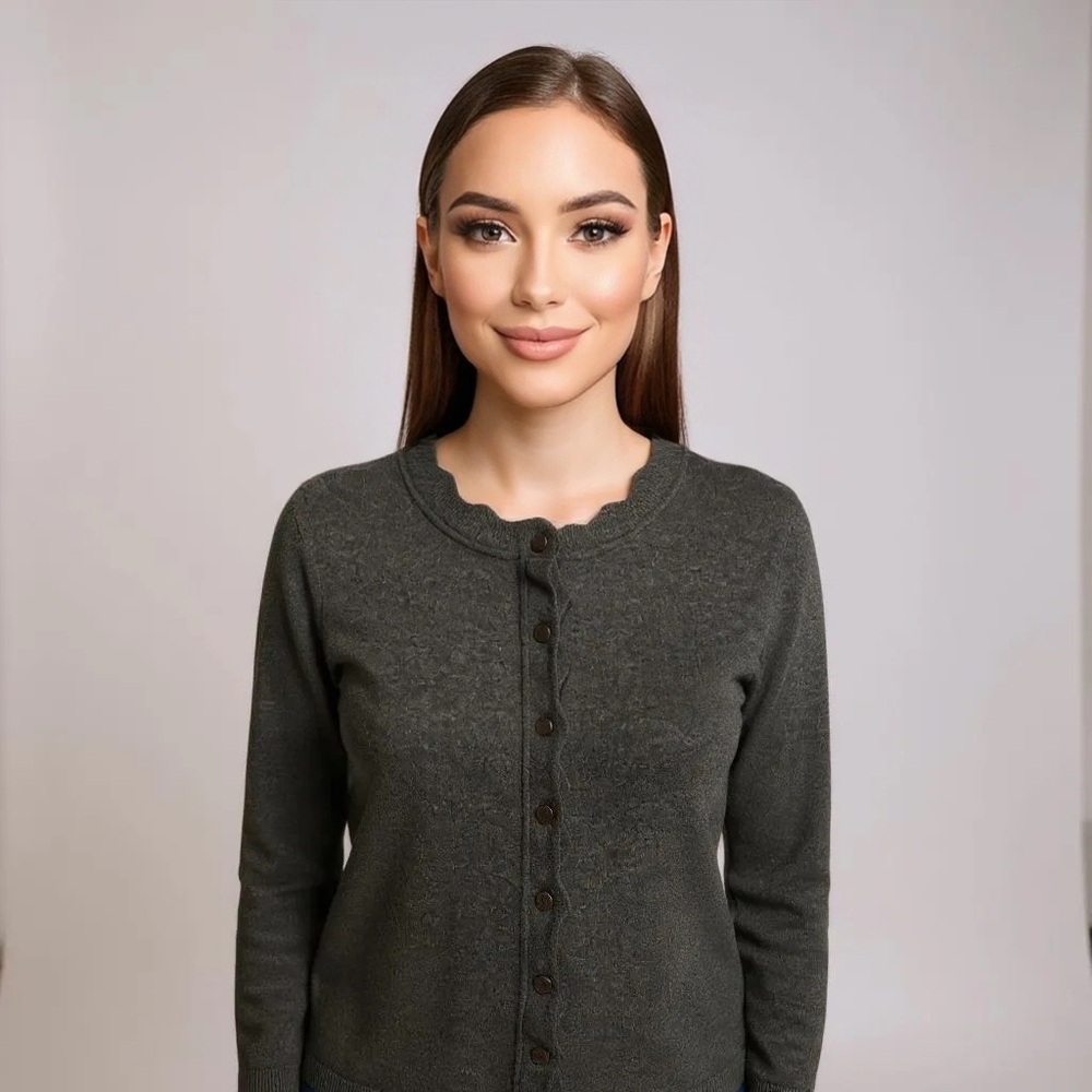NEIMAN MARCUS Cardigan Sweater | Charcoal grey | Size XL